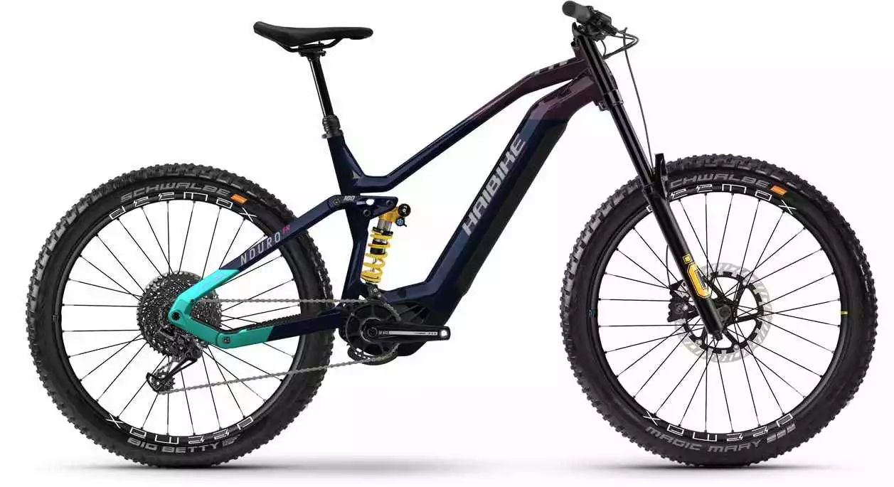 Haibike Nduro 8 Freeride Gloss Navy Pink Aqua Titan E-Bike Fully Mountainbike