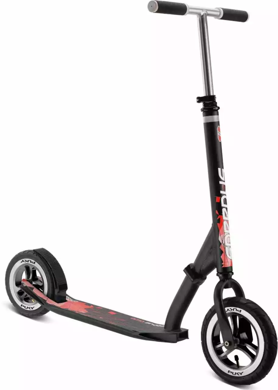 Puky SpeedUs TWO Schwarz / Rot Scooter, Klappbar, Luftbereift