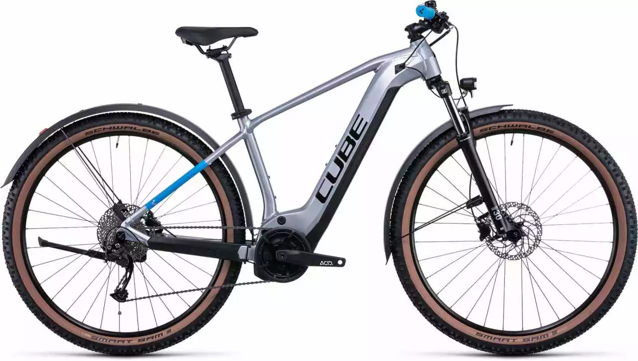 Cube Reaction Hybrid Performance 625 Allroad Polarsilver N Blue E-Bike Hardtail Mountainbike
