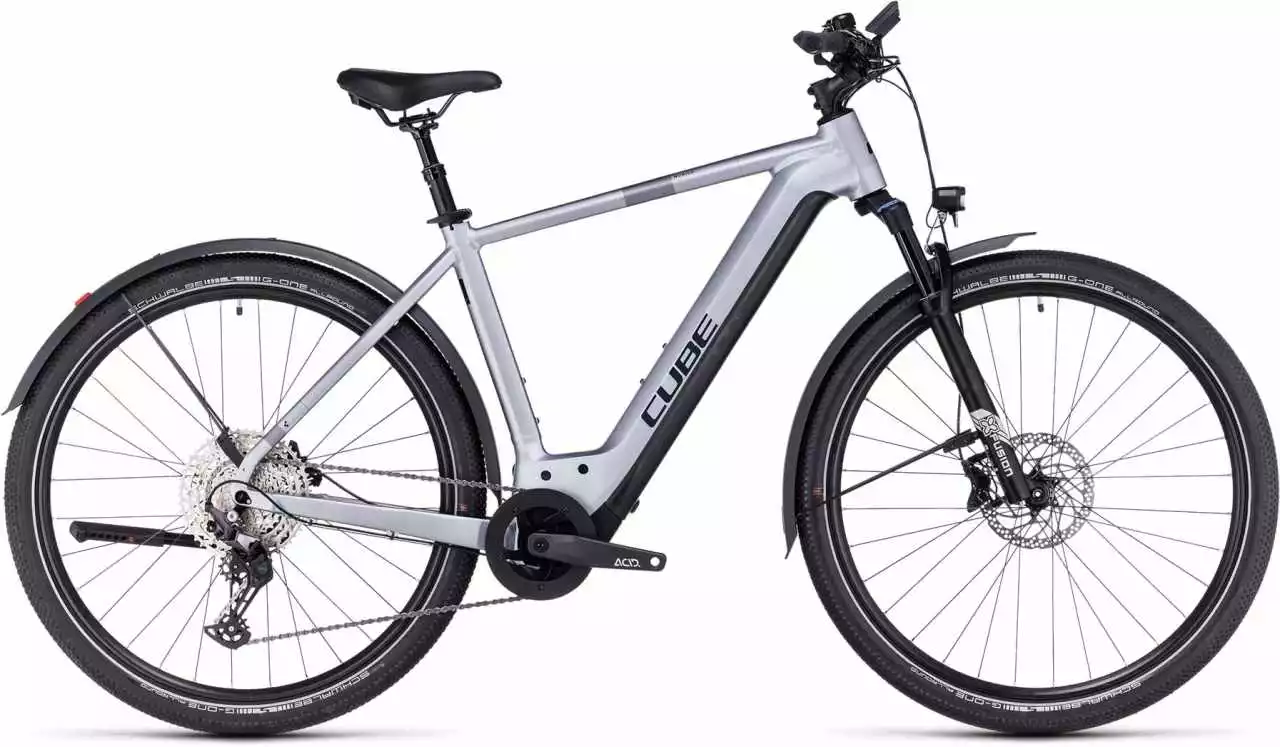 Cube Nuride Hybrid EXC 625 Allroad Polarsilver N Black E-Bike Trekkingrad Herren