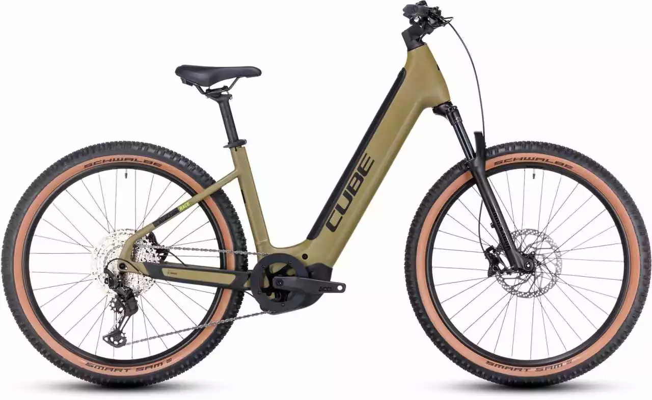 Cube Reaction Hybrid Race 750 Olive N Green E-Bike Hardtail Mountainbike Tiefeinsteiger