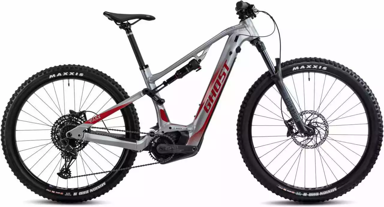 Ghost E-ASX 130 Universal AL Gray 2 / Riot Red Matt / Glossy E-Bike Fully Mountainbike