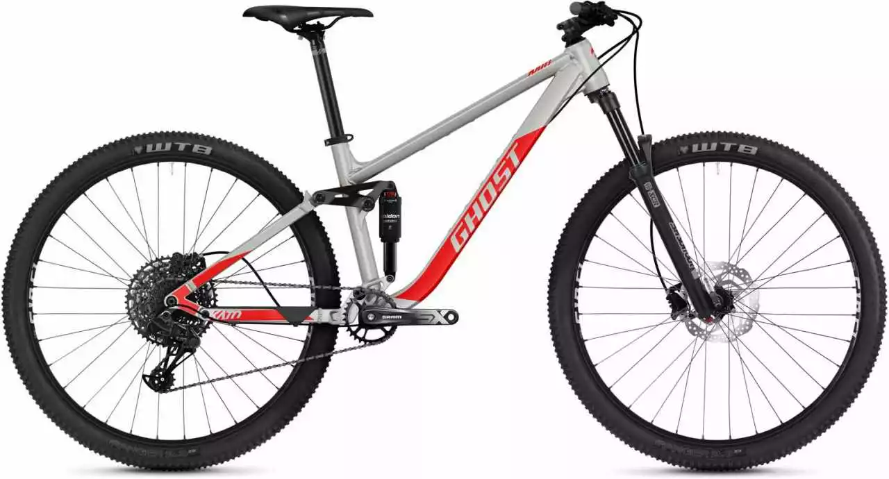 Ghost Kato FS AL Light Grey Pearl / Riot Red Matt Fully Mountainbike