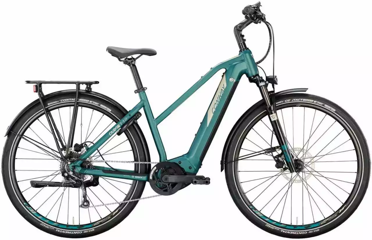 Conway Cairon T 3.0 625 Moos Metallic Matt / Platin Matt E-Bike Trekkingrad Damen